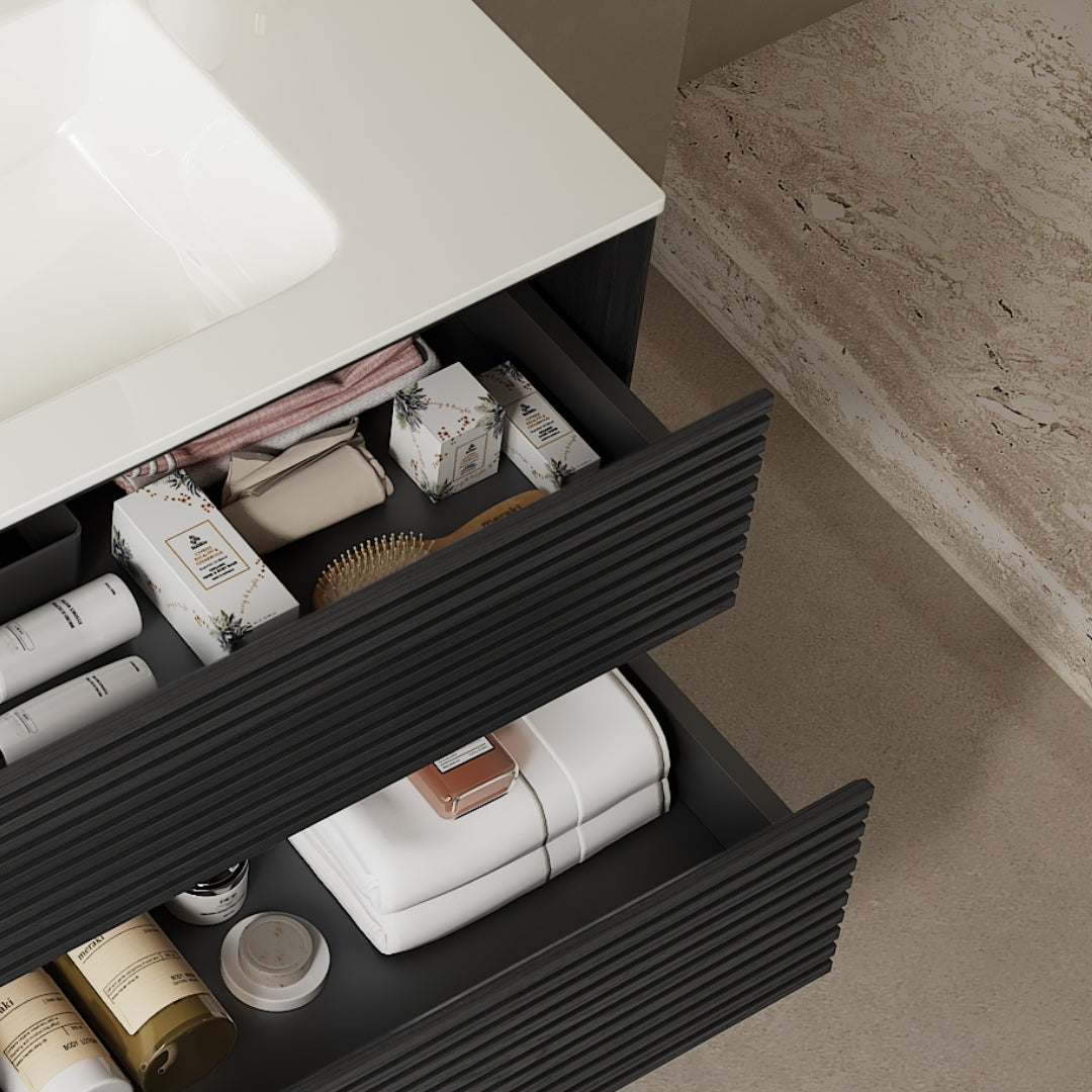 BRON 36" Bathroom Vanity with Sink, Modern Wall-Mounted Floating Cabinet, photo 2 of 5