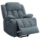 Beca - Upholstered Power Lift Recliner With Cupholders And USB Charging by HouseOfZazla