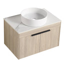 30" Modern Design Float Bathroom Vanity With Ceramic Basin Set, Wall Mounted White Oak Vanity With Soft Close Door, KD-PackingD-Packing Pieces