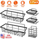5 Pack Shower Caddy Shelves with 18 Inbuilt Hooks Rustproof Wall-Mounted Storage Shelves for Bathroom Dorm Kitchen Adhesive Bathroom Organizer for Sha