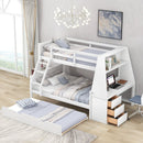 Bunk Bed With Trundle And Built In Desk, 3 Storage Drawers And Shelf by Unique Piece Furniture