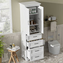 Bathroom Vanity With 2 Damping Hinge Doors, 3 Drawers, Adjustable Shelves - White by HouseOfZazla