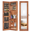 Jewelry Armoire Organizer With Full Length Mirror, Wall Mounted Lockable Cabinet With LED Light by Unique Piece Furniture