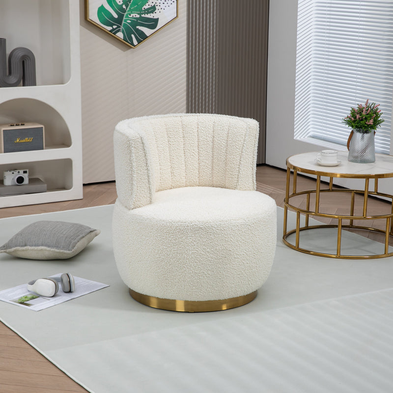 360 Degree Swivel Cuddle Barrel Accent Sofa Chairs, Round Armchairs with Wide Upholstered, Fluffy Velvet Fabric Chair for Living Room, Bedroom, Office, Waiting Rooms