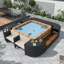 Spa Surround Spa Frame Quadrilateral Outdoor Rattan Sectional Sofa Set With Mini Sofa, Wooden Seats And Storage Spaces by HouseOfZazla