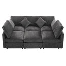 85.4' Sectional Sofa Modular Sofa U-shaped Sofa Couch Sofa Bed L-shaped Sofa with a Movable Ottoman and Two USB Ports for Living Room, Black