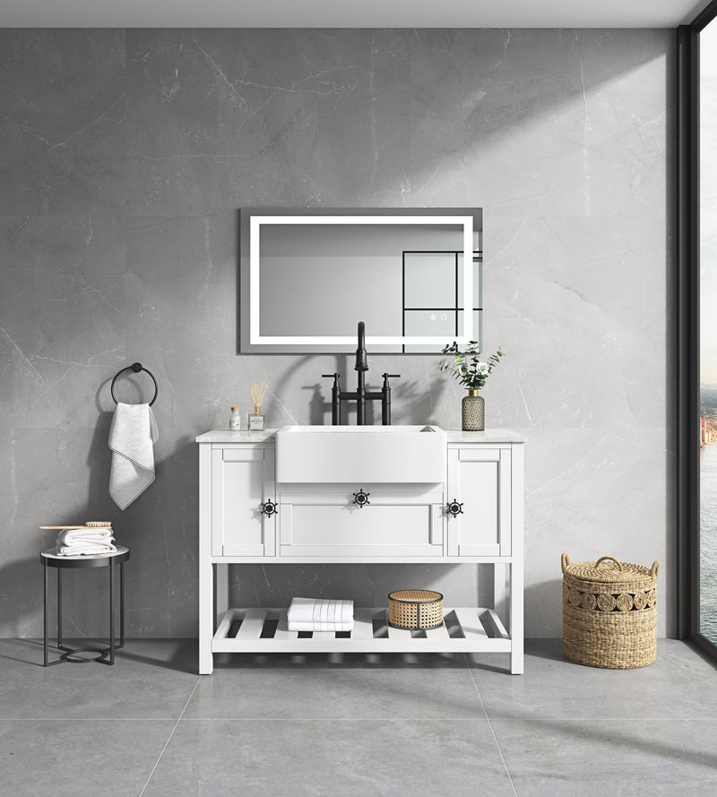 40x24 LED Lighted Bathroom Wall Mounted Mirror with High Lumen+Anti-Fog Separately Control+Dimmer Function