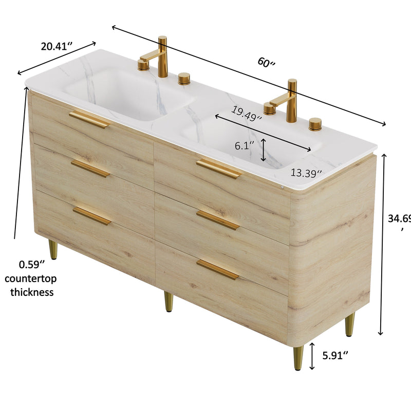 Amara 60" Bathroom Vanity & Sinks, photo 5 of 5