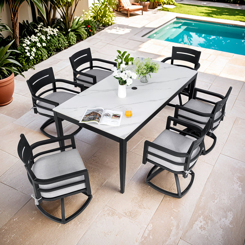 Modern 7PC Outdoor Patio Aluminum Dining Set, photo 2 of 10