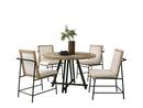 Tate - Round Dining Table With Cream Color Upholstered Chairs (Set of 5) - Oak Finish