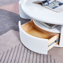 2 Pieces White MDF Round Coffee Table Set for Living Room, Bedroom