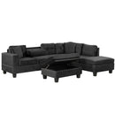 Modern Sectional Sofa With Storage Ottoman, L - Shape Couch With 2 Pillows And Cup Holders by HouseOfZazla