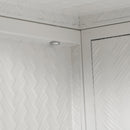 27.56"Glass Doors Modern Two-door Wall Cabinet with Featuring Three-tier Storage for Entryway Living Room Bathroom Dining Room,Wall Cabinet with Characteristic Woven Pattern,White