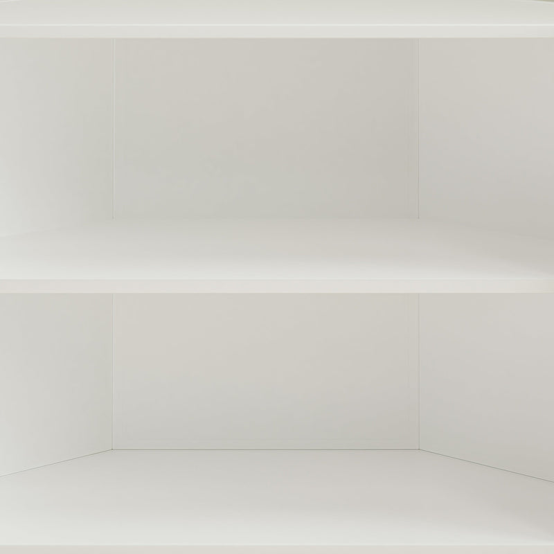 37.40"Glass Two-Door Hexagonal Corner Cabinet, for Corner of Living Room, Hallway, Study and Other Spaces, White