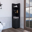 Corner Cabinet Tall With 3 Tier Shelf And 2 Door - Black by HouseOfZazla