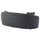 Luxe Upholstered Curved Sofa With Trim And Diamond Quilting - Dark Gray
