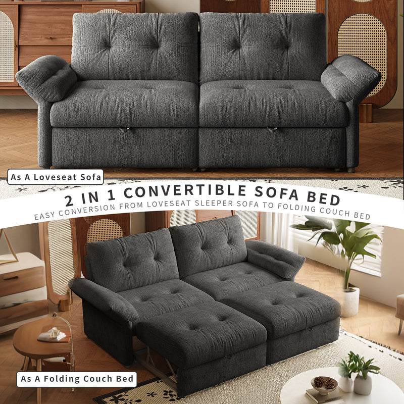 Multi-Functional Sofa Bed - 81.5 Inch Plush Chenille Sofa, photo 4 of 10
