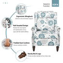 Push Back Recliner Chair Upholstered With Classic Wing Back And Solid Gourd-Shaped Legs by HouseOfZazla