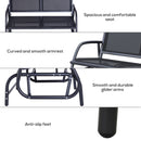 2-Person Outdoor Glider Bench, Patio Double Swing Rocking Chair Loveseat w/ Powder Coated Steel Frame for Backyard Garden Porch, Black