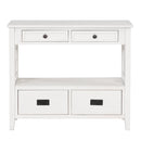 36" Farmhouse Pine Wood Console Table Entry Sofa Table with 4 Drawers & 1 Storage Shelf for Entryway Living Room Bedroom Hallway Kitchen (Antique White)