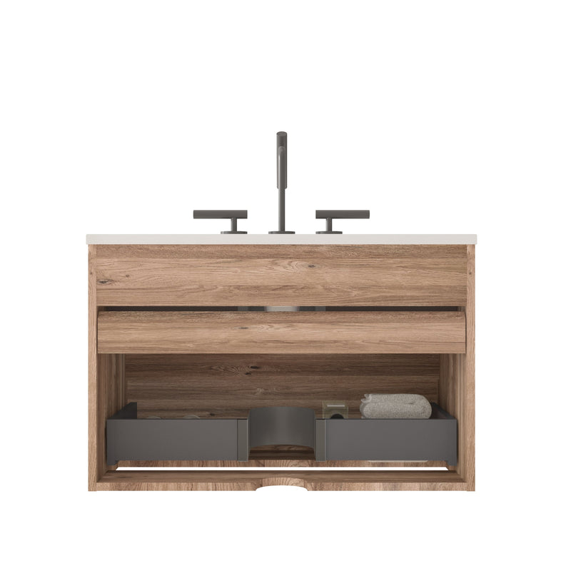 Gloria 30" Wall Mounted Rough Oak Bathroom Vanity, photo 10 of 10