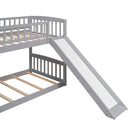 Twin Over Twin Bunk Stairway Bed With 2 Drawers And Slide - Gray by HouseOfZazla