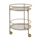Round Bar Cart with Tempered Glass Shelves and Gold Accents by HouseOfZazla