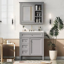 Bathroom Vanity With Medicine Cabinet, Royal Mirror Cabinet, Modern Bathroom Storage Cabinet With 2 Soft Closing Doors And 4 Drawers by Unique Piece Furniture