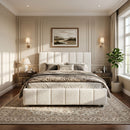 Queen Size Upholstered Bed Frame with Thick Fabric