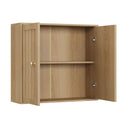 Wall Mounted Bathroom Cabinet With Double Doors And Vertical Grooved Design For Bathrooms - Oak