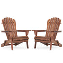 SoliWood Wooden Outdoor Folding Adirondack Chair Set of 2
