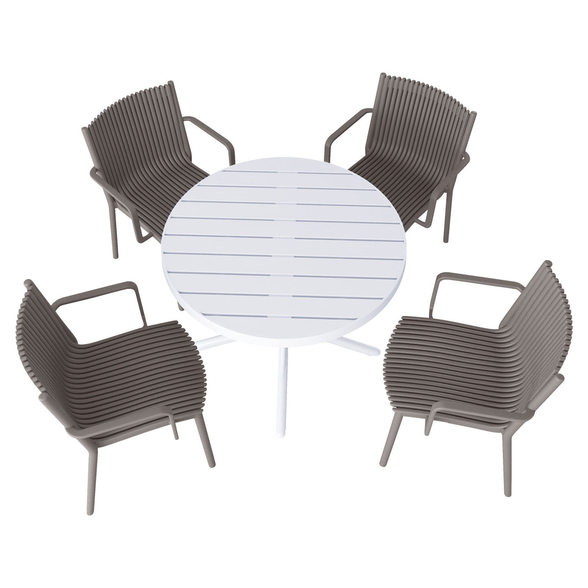 4 Modern Stackable Plastic Armchair Matched With Round Table, photo 26 of 31