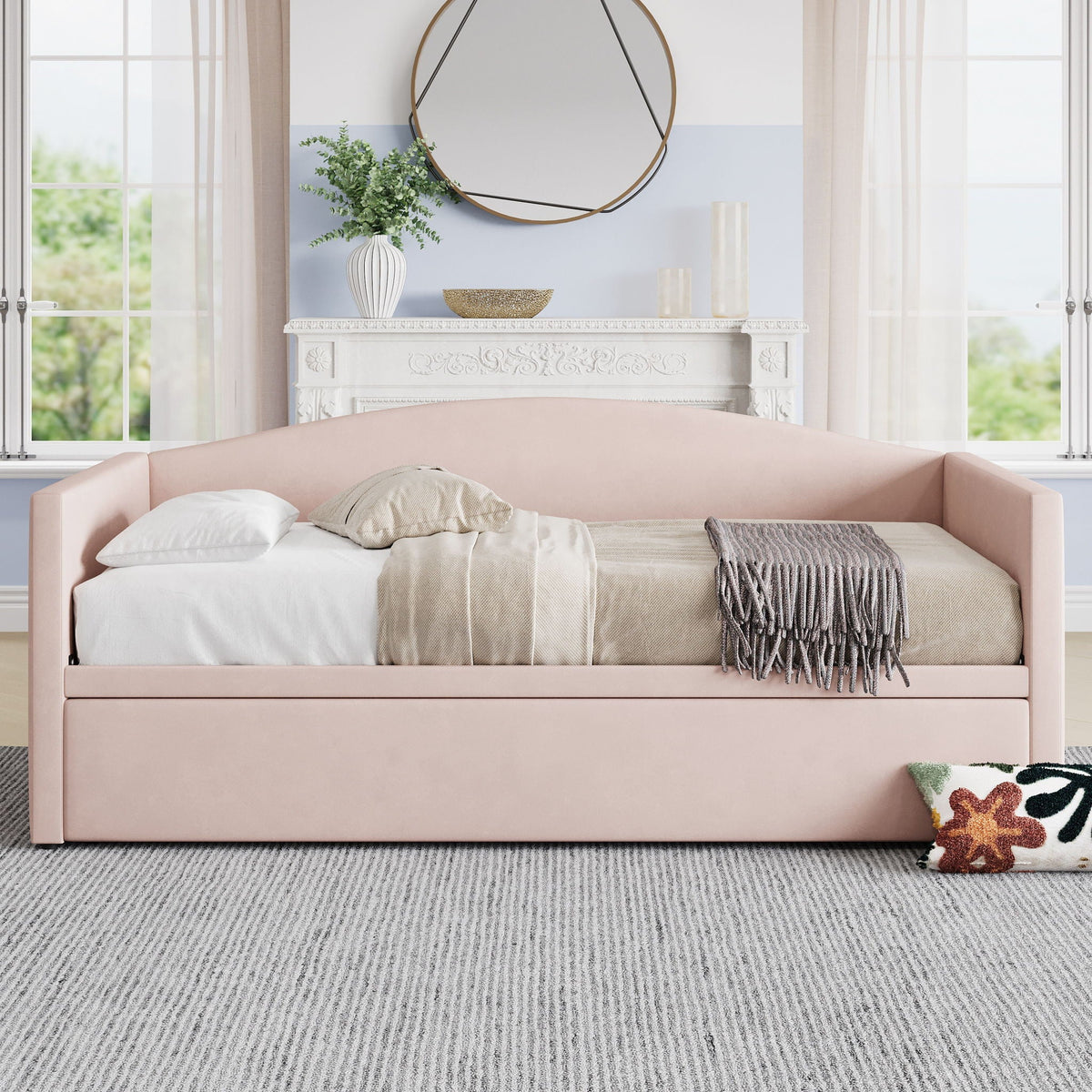 Daybed With Pop Up Trundle, Upholstered Sofa Bed, photo 19 of 21