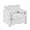 Fixed Modern Accent Chair Single Seater Plush Chenille Lounge Chair With High Resilience Cushion - Ivory White by HouseOfZazla