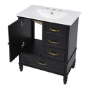 30" Bathroom Vanity With Sink, 3 Drawers, Adjustable Feet by HouseOfZazla