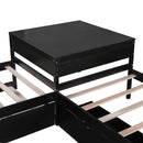L Shaped Platform Bed With Trundle And Drawers Linked With Built In Desk by HouseOfZazla