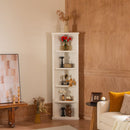 Retro Style Wall Suit With Glass Doors, 75.25" Tall Display Cabinets & Triangle Sided Bookshelves - White by HouseOfZazla