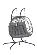 2 Person Outdoor Rattan Hanging Chair Patio Wicker Egg Chair