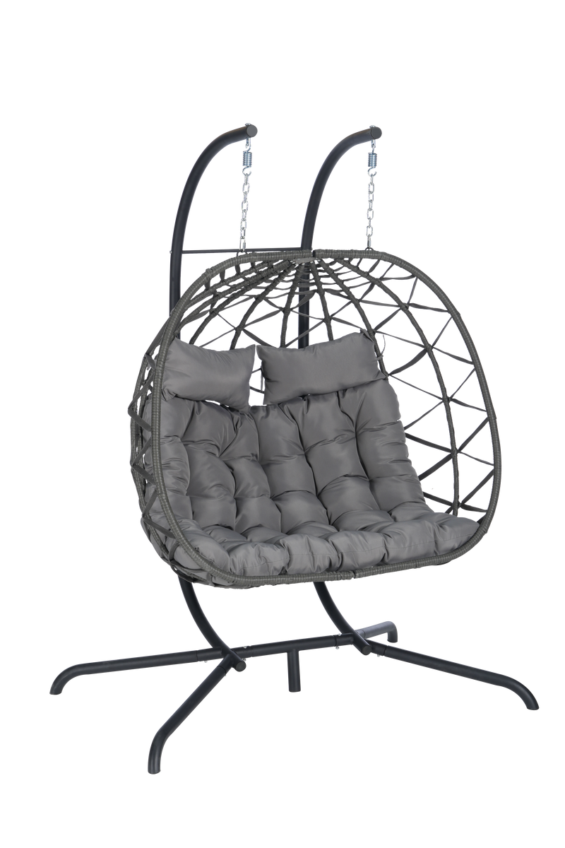 2 Person Outdoor Rattan Hanging Chair Patio Wicker Egg Chair