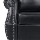 Contemporary Black PU Club Chair with Nailhead Trim and Rolled Armrests