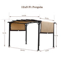 Outdoor Patio Pergola Gazebo - Steel Frame Sun Shelter With Retractable Canopy by Unique Piece Furniture