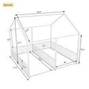 Metal Twin Size House Platform Beds 2 Shared Beds - Antique White by HouseOfZazla
