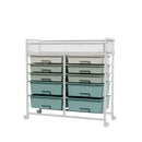 White Large Capacity 2-Row 10-Drawer Rolling Storage Cart