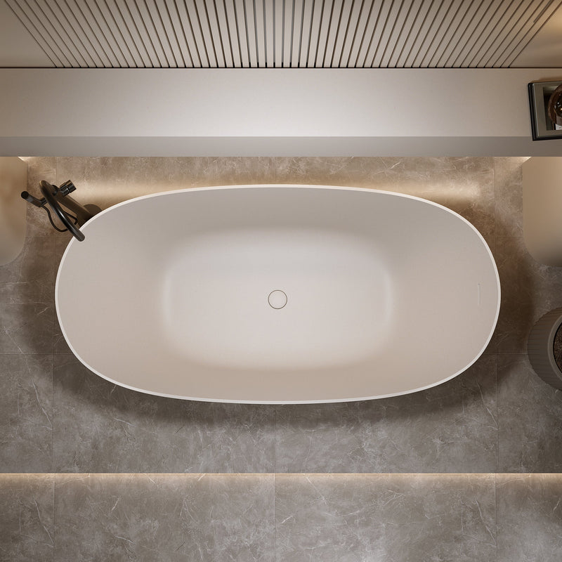 69'' Freestanding Bathtub Resin Stone Soaking Bathtub, photo 4 of 10