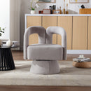360 Degree Swivel Cuddle Barrel Accent Chairs, Round Armchairs with Wide Upholstered, Fluffy Fabric Chair for Living Room, Bedroom, Office, Waiting Rooms