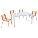 4 Piece Set Of Modern Striped Color- Blocking Single Chairs With Long Table by HouseOfZazla