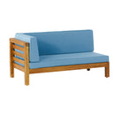 Oana Outdoor Wooden Sectional Set With Cushions, Blue by HouseOfZazla