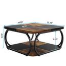 Square Coffee Table With Storage Shelf, 2 Tier For Living Room - Brown / Black