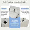 Pull Out Loveseat Sofa With Adjsutable Backrest, 2 Pillows, Cup Holders, USB Ports For Living Room by Unique Piece Furniture