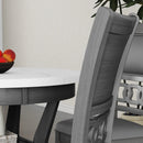5-piece Dining Round Table Set with One Faux Marble Top Dining Table and Four PU-leather Chairs,Grey